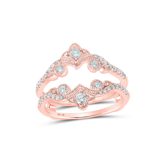 10kt Rose Gold Womens Round Diamond Wrap Enhancer Wedding Band 1/2 Cttw
