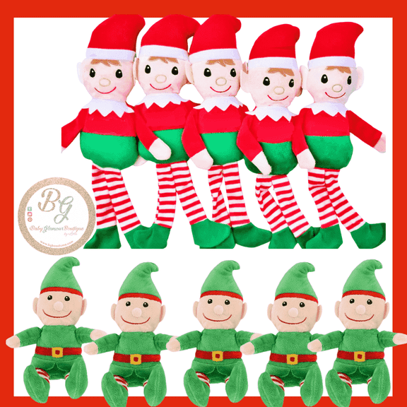 Plush Elf Bundle Christmas Holiday 10-Piece, 14.5 in & 10 in