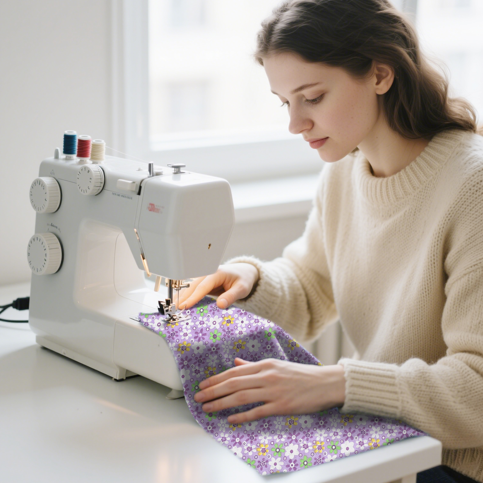 7pcs Pre-cut Floral Cotton Fabric Squares, EEEkit 20 x 20'' DIY Sewing Fabric Bundles for Quilting, Sewing, Patchwork & DIY Crafts