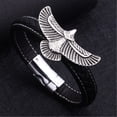 thumbnail image 5 of Fiudx Pulsera de Piel de Vaca de Águila Tejida a Mano, Pulsera de Acero Inoxidable para Hombres y Mujeres, 5 of 5