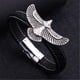 thumbnail image 5 of Pulsera para mujer, regalos para mujer Pulsera de piel de vaca de águila tejida a mano Pulsera de acero inoxidable para hombres y mujeres Pulsera de racimo, 5 of 5