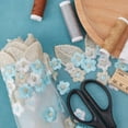 thumbnail image 4 of 2 Yard 20cm Width Floral Embroidery Lace Trim Metallic Embroidered Leaf Edge Mesh Lace Fabric Edging Trimming for DIY DIY Sewing Crafts Clothing Dress Curtain Embellishments Light Sky Blue, 4 of 6