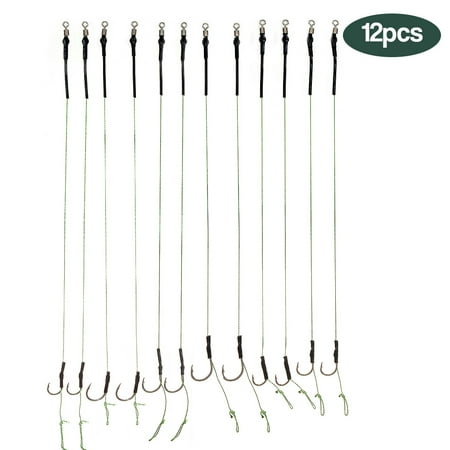12Pcs Braided Carp Fishing Hair Rigs High Carbon Steel Hook Swivel Carp Rigs (Best Hook Length For Carp)