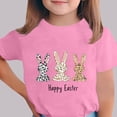 thumbnail image 1 of Blusas y camisas de manga corta con cuello redondo Camiseta estampada de manga corta de Pascua para niños Cuello redondo Manga corta Casual Versátil Para niñas Niños Top de poliéster, 1 of 5