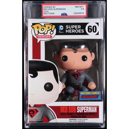 DC Super Heroes, PSA Graded 8.5 NM-MT , Red Son Superman Collectible Vinyl Figure #60, Fully Encapsulated Bundle with Compatible Funko Pop! PSA Hard Protector Case