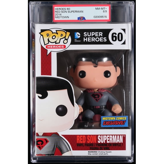 DC Super Heroes, PSA Graded 8.5 NM-MT , Red Son Superman Collectible Vinyl Figure #60, Fully Encapsulated Bundle with Compatible Funko Pop! PSA Hard Protector Case