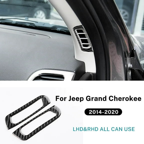 For Jeep Grand Cherokee 2014 2015 2016 2017 2018 2019 2020 Real Soft Carbon Fiber Sticker LHD RHD Car A Pillar Air Outlet Frame.