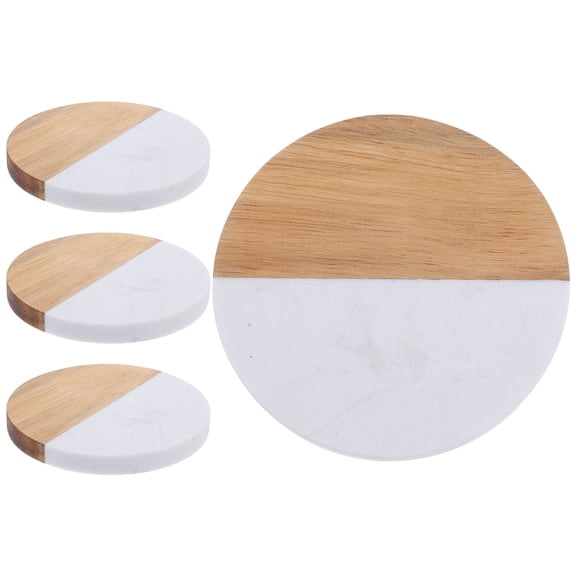 COMPUKAS Pot Coasters for Kitchen Counter Heat Insulation Wood 4Pcs