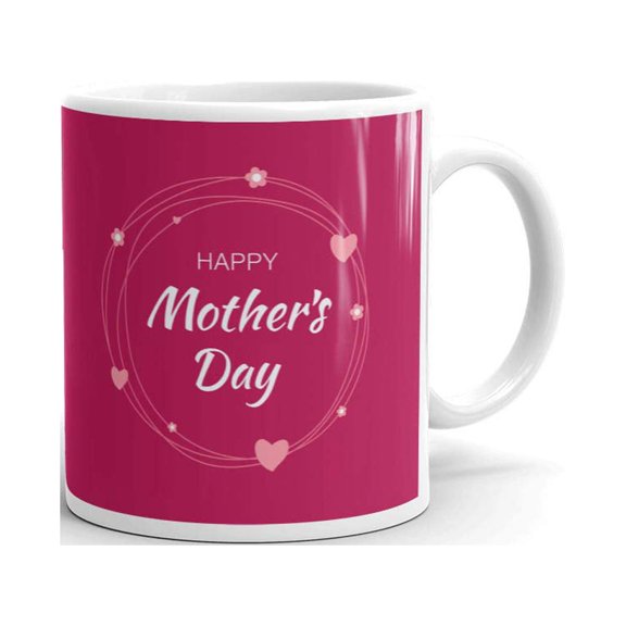 Happy Motherâ€™s Day with Hearts & Flowers Coffee Tea Ceramic Mug Office Work Cup Gift 11 oz