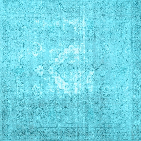 Ahgly Company Indoor Square Abstract Light Blue Contemporary Area Rugs, 3' Square