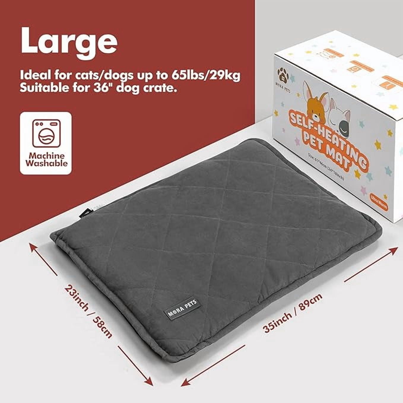 Self Warming Cat Bed Washable Cover And Non Slip Bottom Self Heating Pet Pad for Medium Large dogs, Gray, 36inch