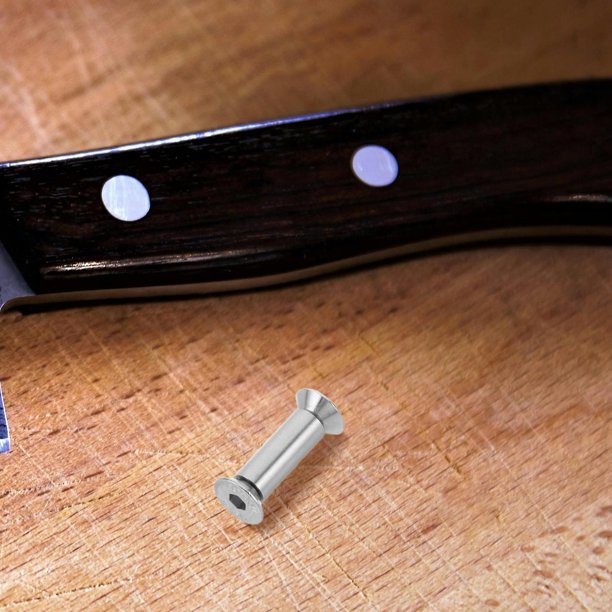 RUNROTOO 4Ud Remaches De Latón Para Mango De Cuchillo Fijación Resistente Color Plateado Para Reparación