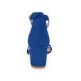 thumbnail image 2 of BLISSFUL STEP Women's Shoes Open Toe Mid Block Heel Ankle Strap Faux Suede Sandals Dark Blue 6, 2 of 7
