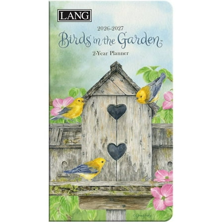 Lang Companies, Birds In The Garden 2 Year 2026 Pocket Planner, 3.63'' X 6.5'', Weekly Calendar with Stapled Binding