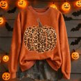 thumbnail image 2 of Halloween Leopard Print Pumpkin Graphic Pullover Crew Neck Long Sleeve Casual Sweatshirt Cozy Fall Winter Layering Top for Women XXL, 2 of 4