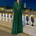 thumbnail image 2 of DUMUIELD Sparkly Glitter Jumpsuits for Women Long Sleeve V Neck Sequin Romper Wide Leg Business Party Jumpsuit Overalls with Pockets Green,M, 2 of 7