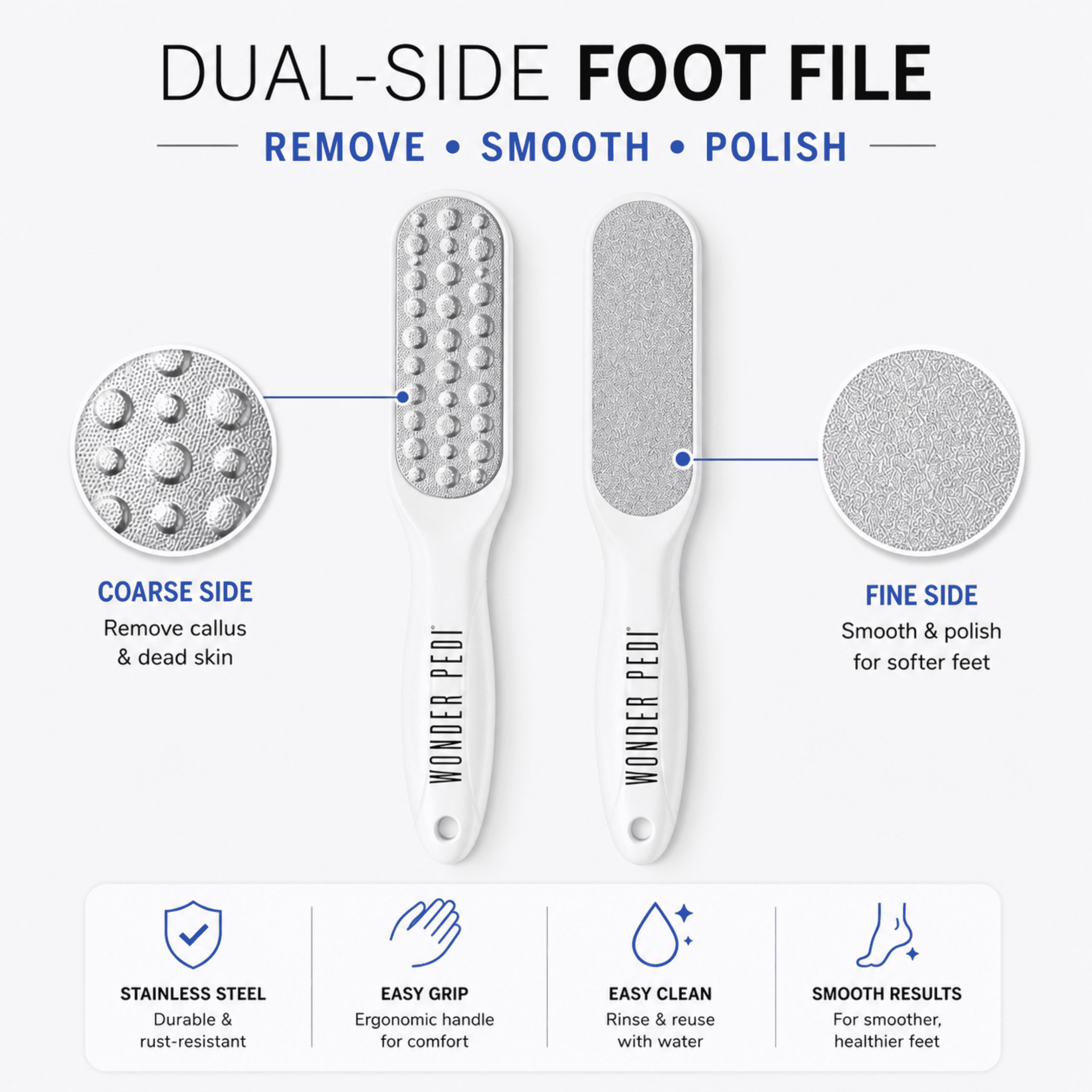 Callus Remover - Three Minutes Quick Fix- Foot File Rasp - Instant Foot Exfoliating Softener Peel Spray, Heels Callus Scrubber File - Home Spa Pedicure Treatment. Wonder Pedi
