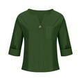 thumbnail image 5 of TODOZO Womens Linen Button Down Shirt Casual 3/4 Sleeve Cotton Blouse Loose Fit Collared Work Gauze Tops Cotton Linen Shirts for Summer V Neck Loose Vacation Beach Solid Blouses Tunic Tops, 5 of 6