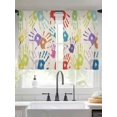 thumbnail image 2 of Colorful Cartoon Handprint Sheer Curtains 2 Panels Set Cute Watercolor Red Green Blue Graffiti Linen Sheer Window Curtains Light Filtering Rod Pocket Voile Drapes for Bedroom Living Room 52"x45", 2 of 8