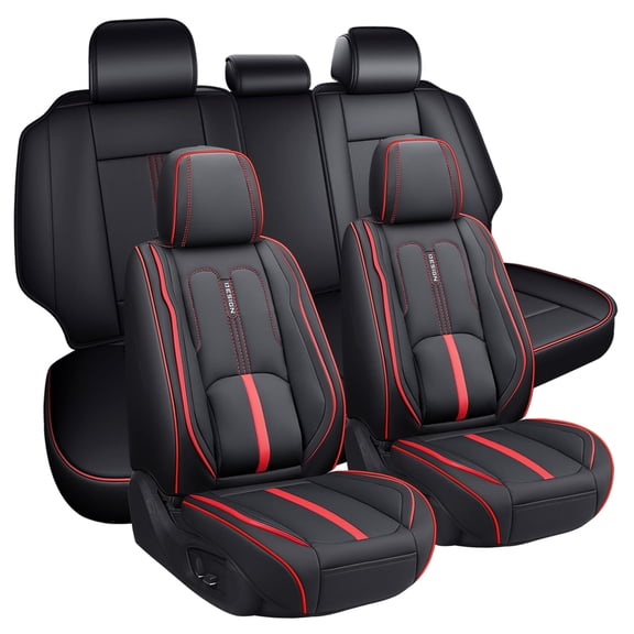 Fit for Jeep Patriot 2014, Premium Leather 360° Full Wrapped Set Airbag Compatible Suitable for All Seasons, Red Car Seat Covers, Airbag-Compatible