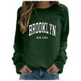 thumbnail image 5 of Gaexia Crewneck Sweatshirts Women Fall Long Sleeve Crew Neck Lightweight Sweatshirt Casual Printed Pullover Soft Comfortable Loose Fit Tops for Women,Dark Green,M, 5 of 5