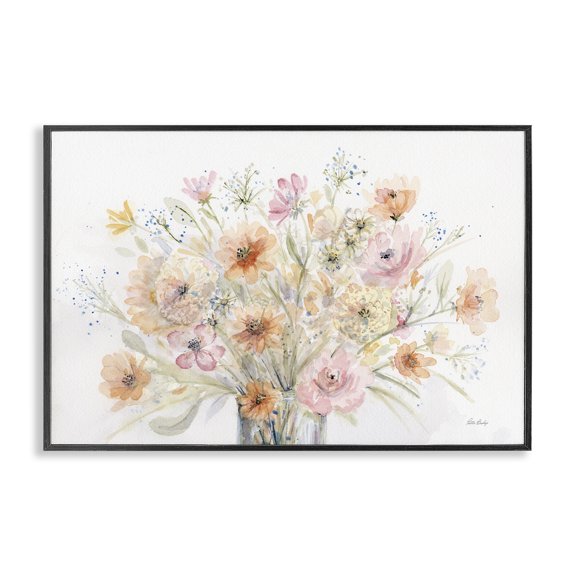 Stupell Industries Blush Pink Bouquet Plants & Flowers Painting Black Framed Art Print Wall Art, 18 x 12