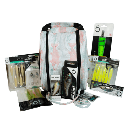 6th Sense XL Salty 6 Bundle Inshore Saltwater Fishing Tackle Kit with Bait Bag