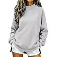 thumbnail image 2 of Mock Neck Sweatshirt Women 2026 Lightweight Sweatshirts Cute Loose Fit Comfy Workout Tops Turtleneck Long Sleeve Tops Soft Cozy Basic Tops Lounge Daily Outfit Fall Tops Fashion Clothing Light Ashy, 2 of 3