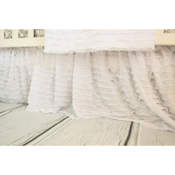 White Ruffle Crib Skirt for Baby Bedding Nursery Decor