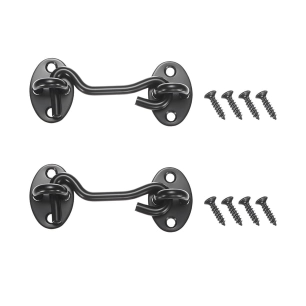 Uxcell 2-Pack Gancho y Pestillo para Puerta 3 Pulgadas Pestillo de Acero Inoxidable para Puerta de Granero Gancho y Pestillo de Puerta