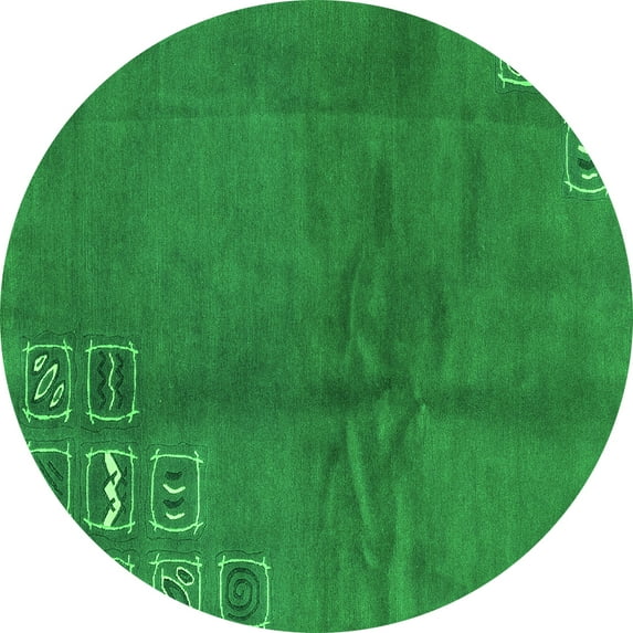 Ahgly Company Indoor Round Abstract Green Modern Area Rugs, 6' Round