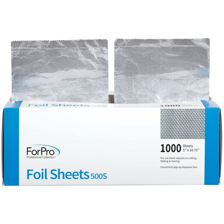 ForPro Professional Collection Embossed Foil Sheets 500S, Aluminum Foil,  Pop-Up Dispenser for Hair Color Application and Highlighting Services, Food