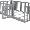 thumbnail image 5 of UHOMEPRO Twin Floor Bed with High Fence & Door, Montessori Floor Bed with 21.5" Safety Guardrails, Solid Wood Twin Beds Frame for Kids Girls, Boys, with Slats, Grey, 5 of 7