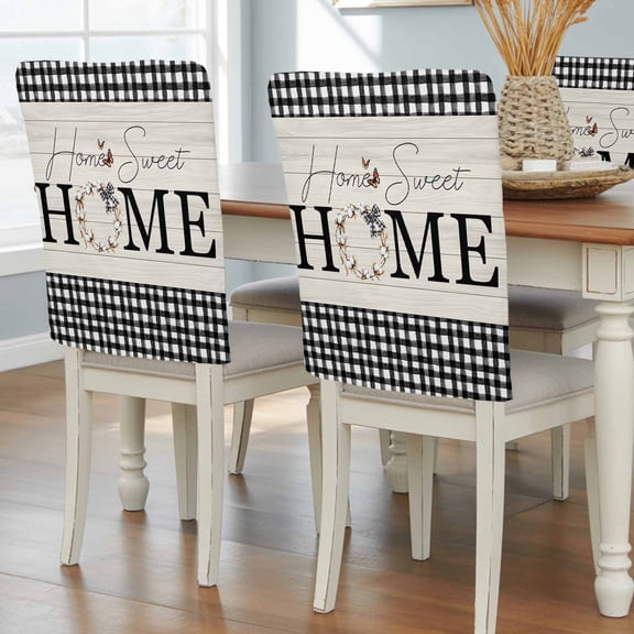 Farmhouse Home Chair Back Covers, Removable Chair Covers for Dining Chairs Set of 4, Washable Chairs Slipcovers Back Seat Protector for Wedding Party 19"x20"