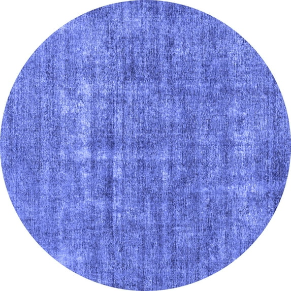 Ahgly Company Machine Washable Indoor Round Abstract Blue Modern Area Rugs, 6' Round