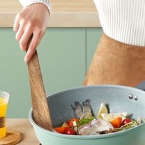 GOOHOCHY Hemoton Wooden Wok Spatula Cooking Turner Nonstick Flat Utensils L