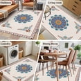 thumbnail image 6 of Vintage Blue Floral Washable Area Rug 4 x 6 ft Country Retro Exotic Geometric Abstract Flower , Soft Non Slip Rugs Stain Repellent Indoor Felt Carpet for Living Dining Room Bedroom Home Office, 6 of 9