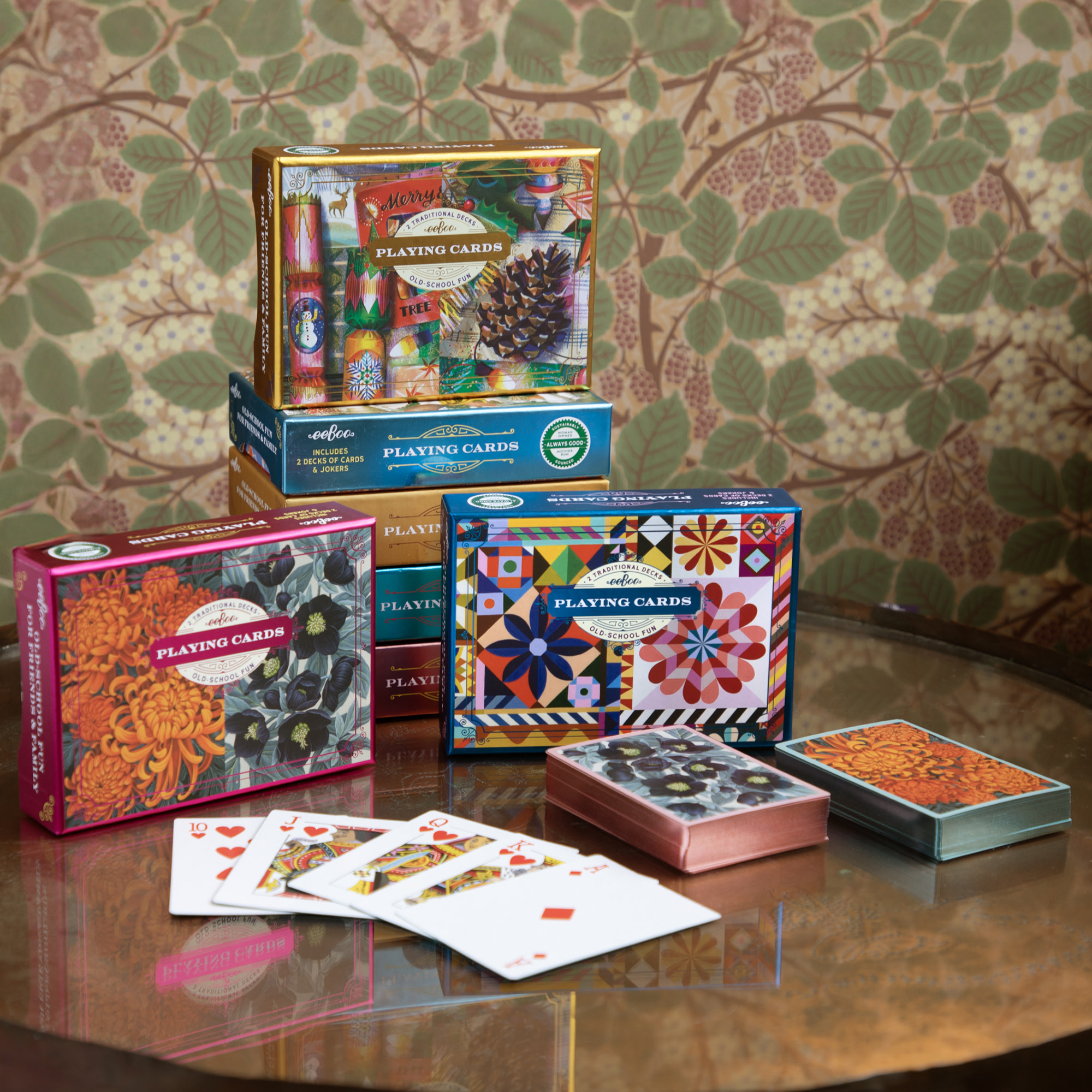 eeBoo Piece & Love: Autumn Abundance - Adult Playing Cards, Set of 2 Decks, Traditional Decks W/ Beaufiul Artowrk & Gilded Edges, Vegetable Based Inks