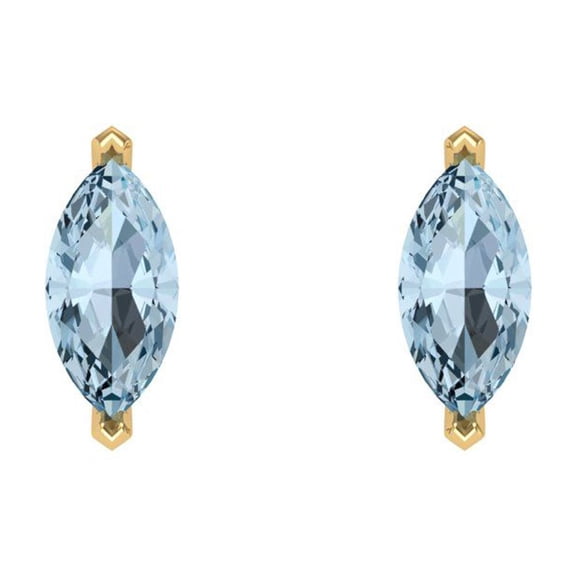 1 ct Screw-Back Stud Earrings for Women | 8x4mm Marquise Cut Simulated Blue Diamond | 18K Yellow Gold