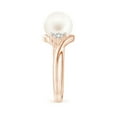 thumbnail image 3 of ANGARA Freshwater Cultured Pearl Bypass Ring with Diamond Trio in 14K Rose Gold for Women | June Birthstone, Birthday, Anniversary, Jewelry Gift for Women | Pearl Ring, 3 of 8