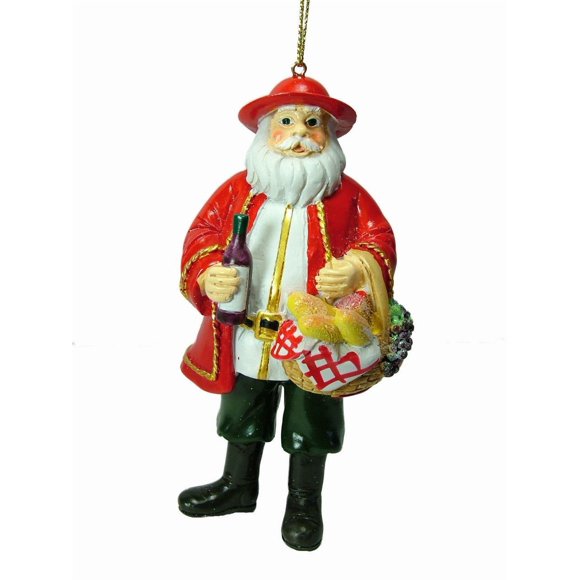 Italian Santa Wine Gift Basket Babbo Natale Epiphany Christmas Tree Ornament