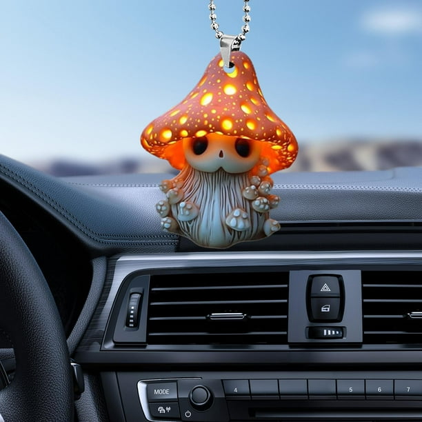 Car Charms Mushroom Elf Rear View Mirror Hanging Ornament for Office Decor B