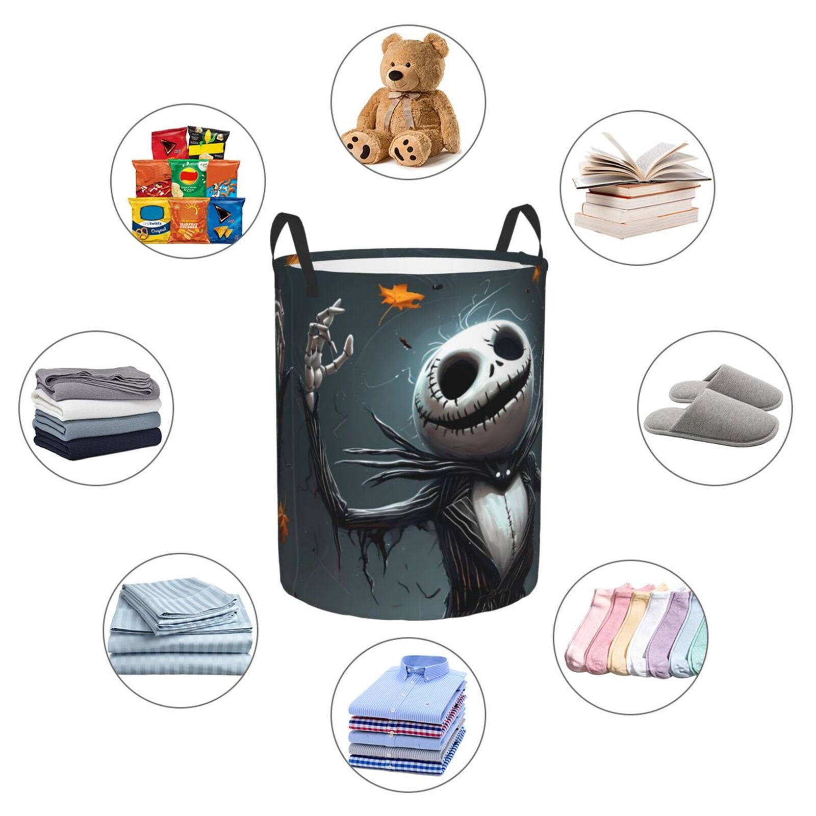 Large Laundry Basket with Handles - Halloween Dancing Skeleton Man Kids Baby Dirty Clothes Laundry Hamper for Bedroom Aesthetic