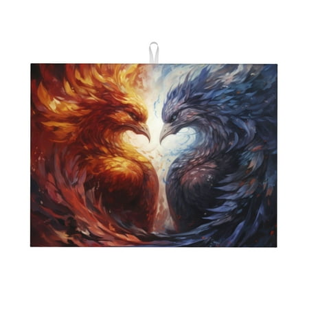 

Kdxio Red And White Fire Bird for Dish Drying Mat 24*18 inch Absorbent Dish Drainer Kitchen Counter Large Size Dish Drying Pad for Countertops Draining Racks