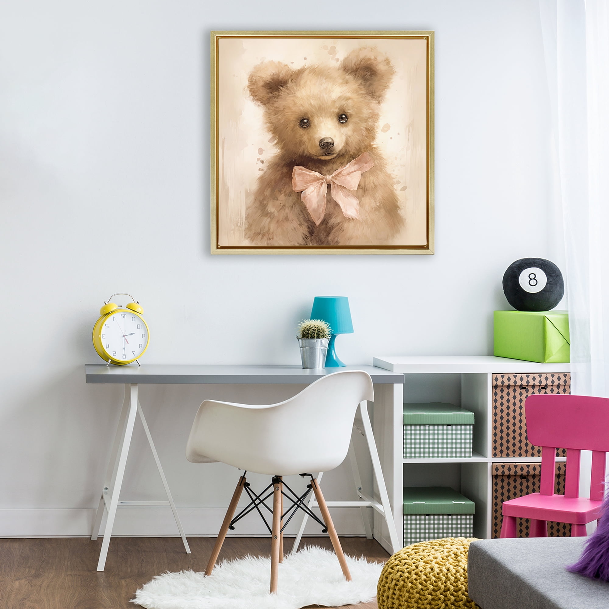 Stupell Industries Little Baby Bear Gold Framed Floater Canvas Wall Art, design by Tina LeCour