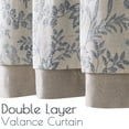 thumbnail image 2 of Curtainking Double Layer Kitchen Valance 50x18 inch Farmhouse Floral Botanic Valance for Kitchen Living Room Rod Pocket 1 Panel Blue on Beige, 2 of 7