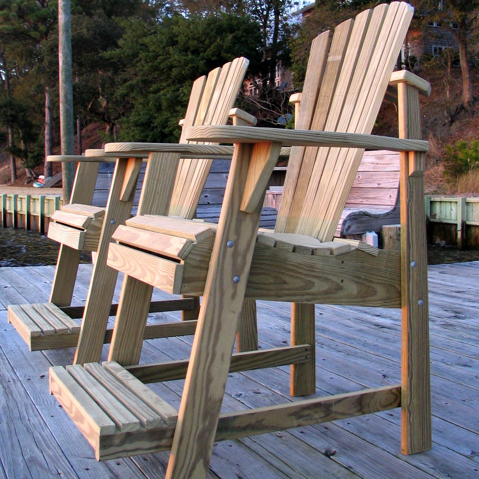 Weathercraft Designers Choice Treated Balcony Adirondack Chair with Footrest - Natural - image 2 of 8