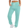thumbnail image 2 of UPPADA Oversized Sweatpants for Women Elastic Waist Sweatpants Solid Color Casual Loose Comfy Long Athletic Pants with Pockets Light Blue,S, 2 of 6