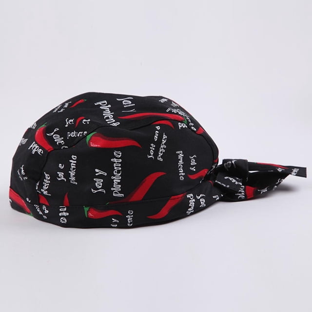 Gorro ajustable unisex negro con lazo en la espalda Cola Gorra de chef