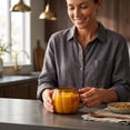 thumbnail image 4 of Pumpkin Mug, 18.6oz/550ml Translucent Hand Blown Glass Pumpkin Mug with Handle, Maple Leaf Decorative, for Coffee Tea Cocktails, Fall Halloween Decor and Gifts, 4 of 7